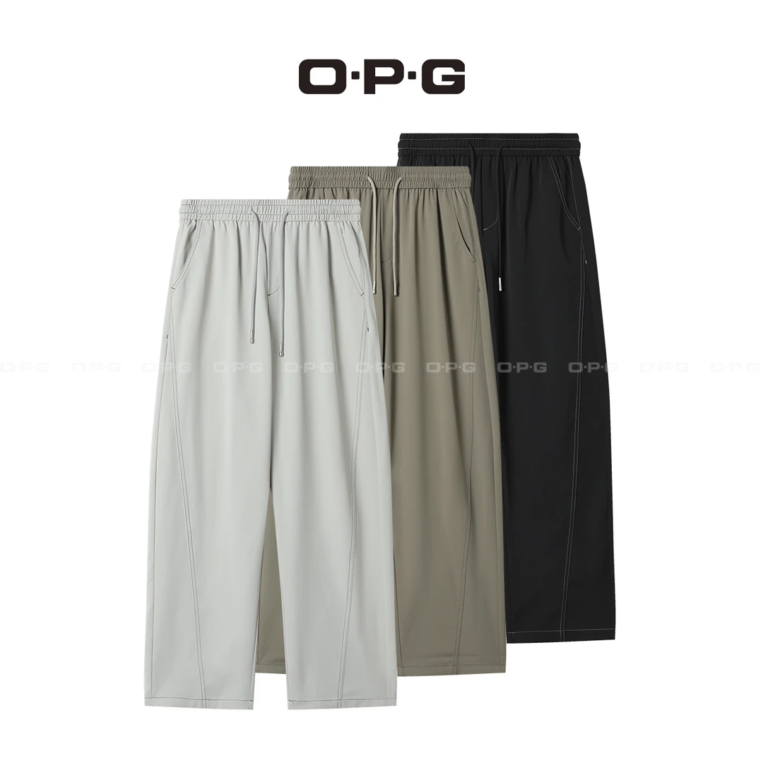 遥发服装【明线拼接户外透气冰丝裤】夏季情侣百搭直筒休闲长裤5832