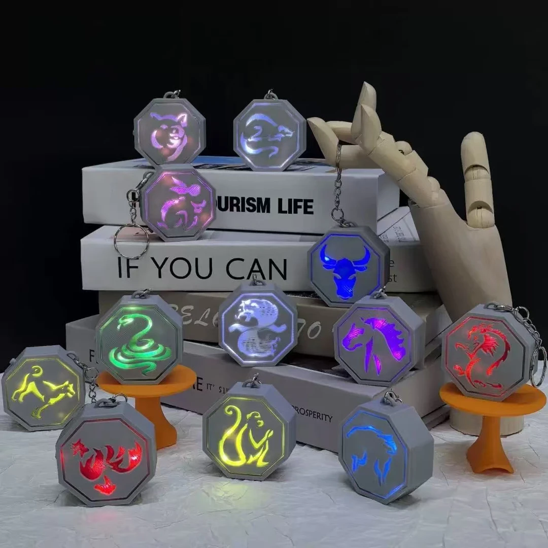 网红同款成龙历险记十二生肖符石盘钥匙扣护身符龙符咒全套