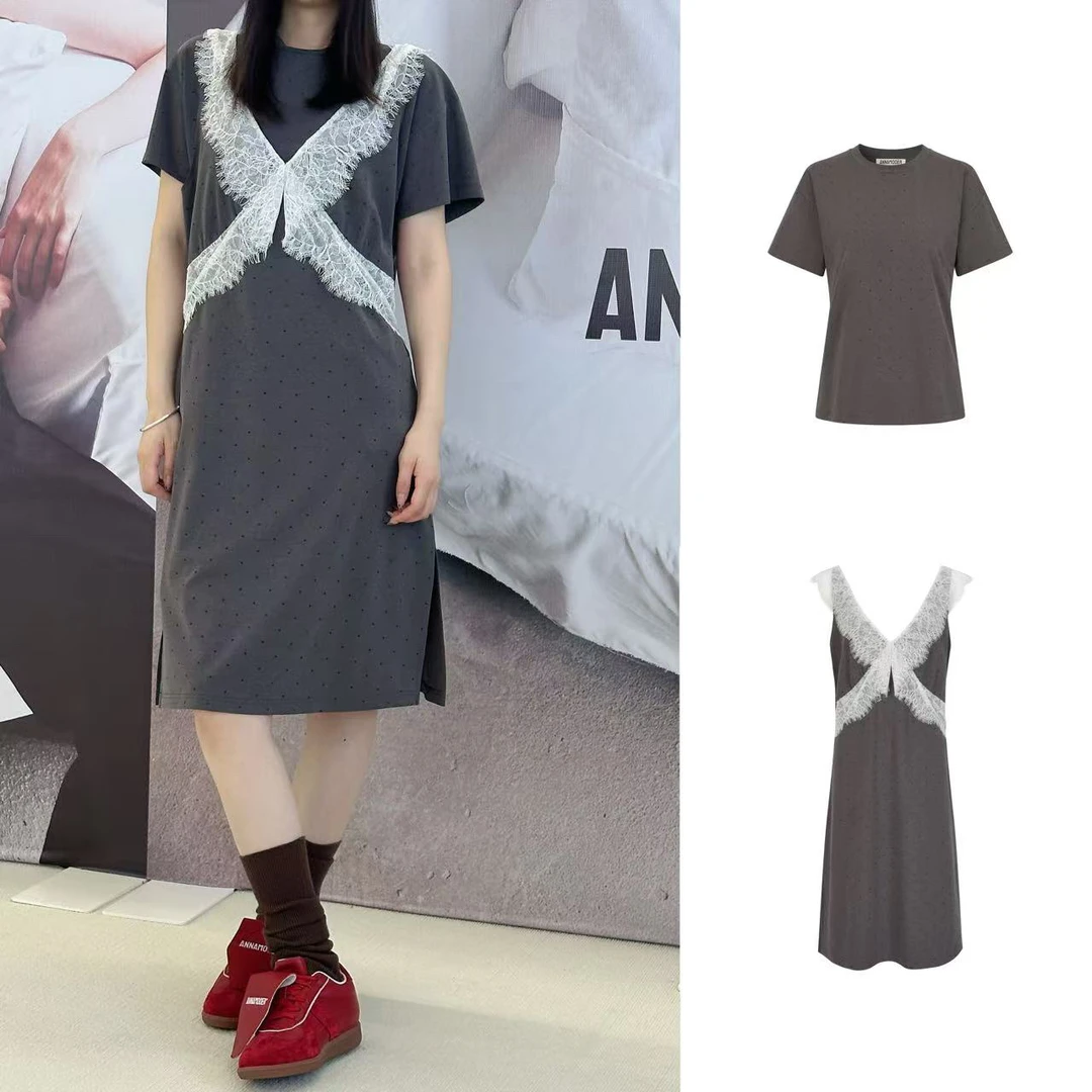 ANNAMOOER 25春夏新款 波点修身圆领短袖T恤 时尚百搭