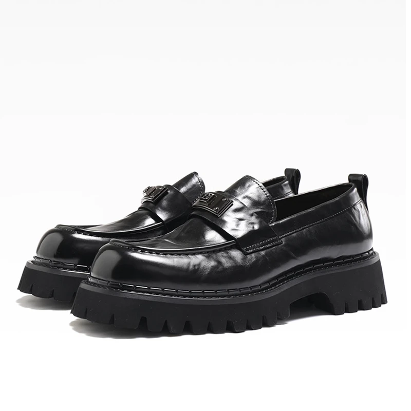 潮流时尚厚底英伦风高品质手工鞋优质胎牛皮乐福鞋商务休闲皮鞋男