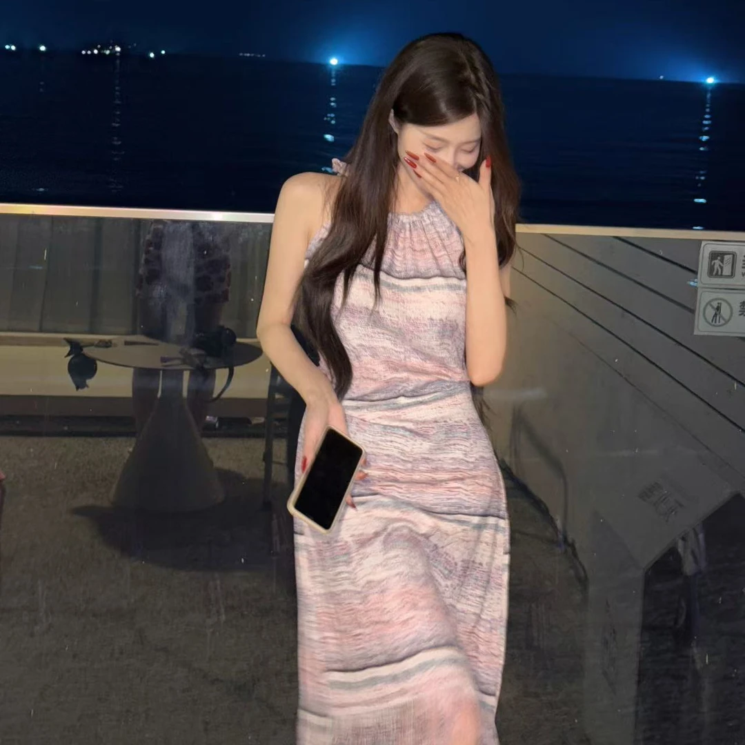 1101＃流苏条纹吊带长裙