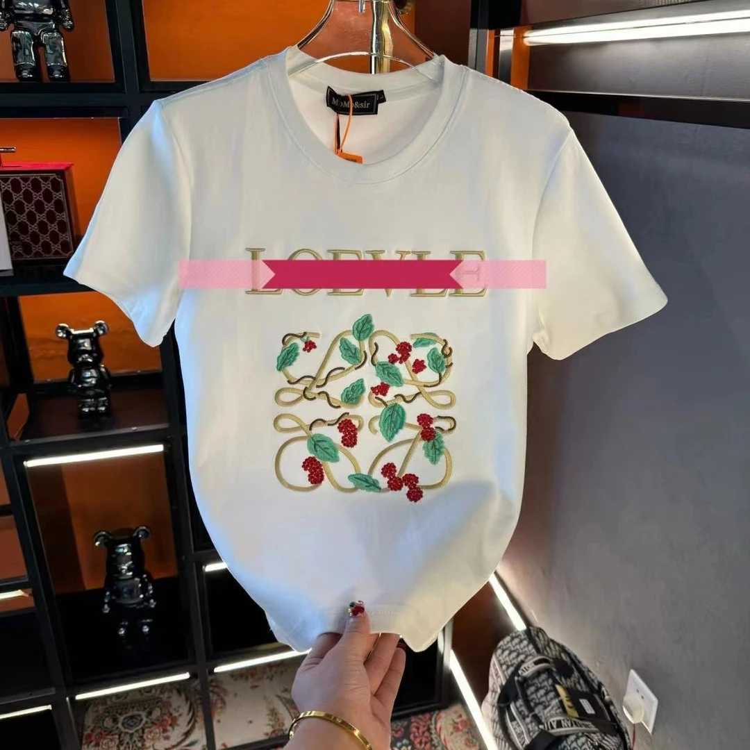 303欧货2025轻奢潮牌字母刺绣短袖T恤男女同款情侣半袖上衣