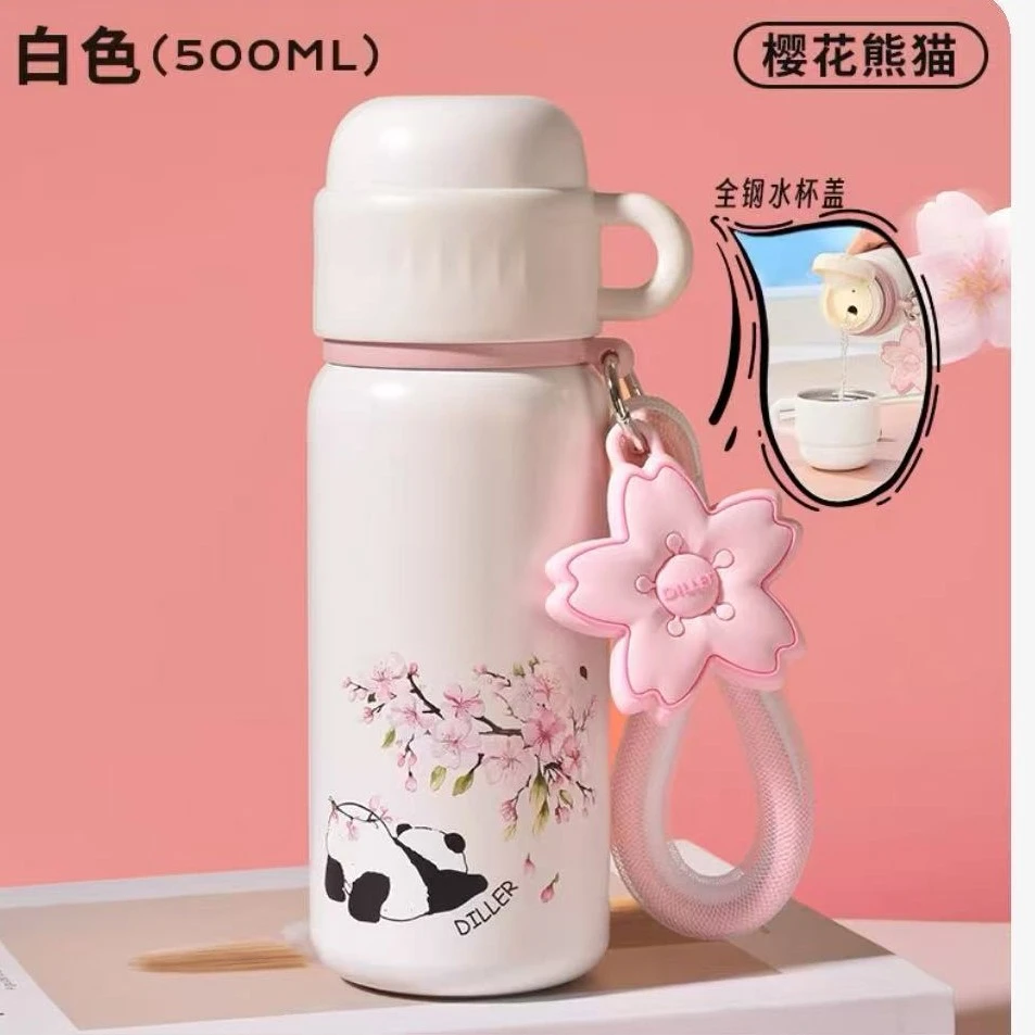 diller水杯保温杯女生2025新款高颜值316不锈钢学生儿童杯带盖500