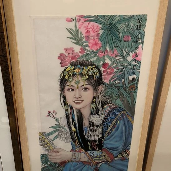 国画人物画作精品带框