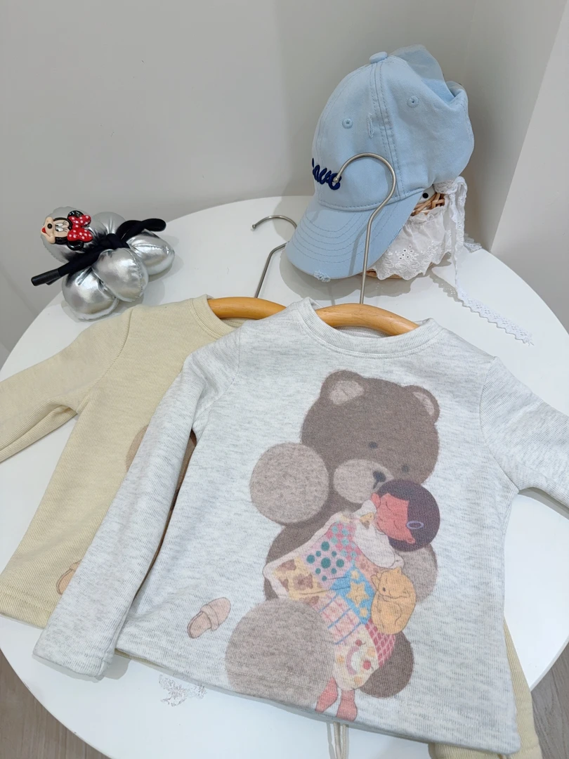 里小外024-秋冬长袖女童百搭儿童韩版百搭加绒保暖圆领套头打底