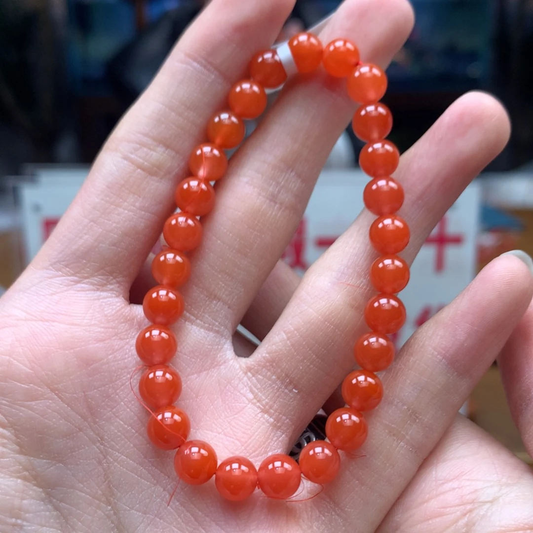 南红玛瑙串未镶嵌河湾冰红6+