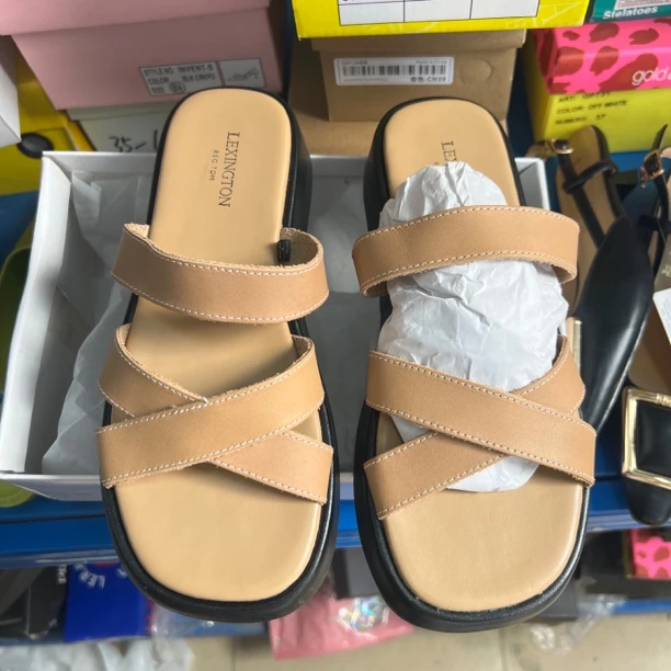 厚底大码杏色凉拖104