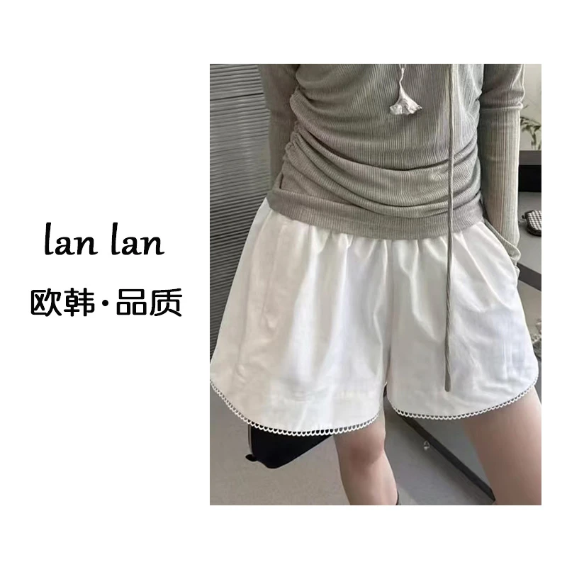 琪琪-夏上新【花边松紧腰短裤】高级感显瘦夏季韩版短裤女百搭高腰