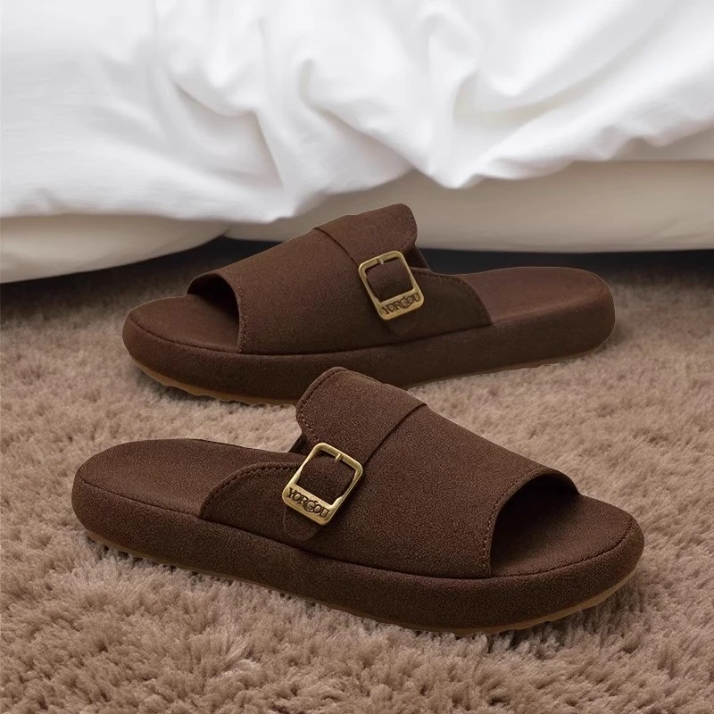 中性慵懒风高档办公室凉拖鞋女夏季外穿厚底防滑居家用复古软底