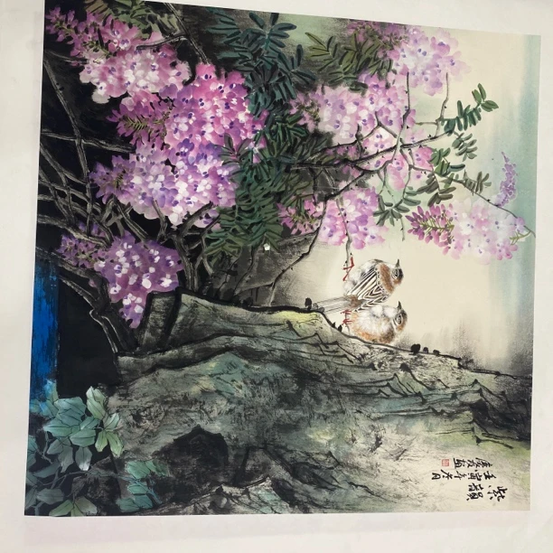 李老师四尺斗方紫藤