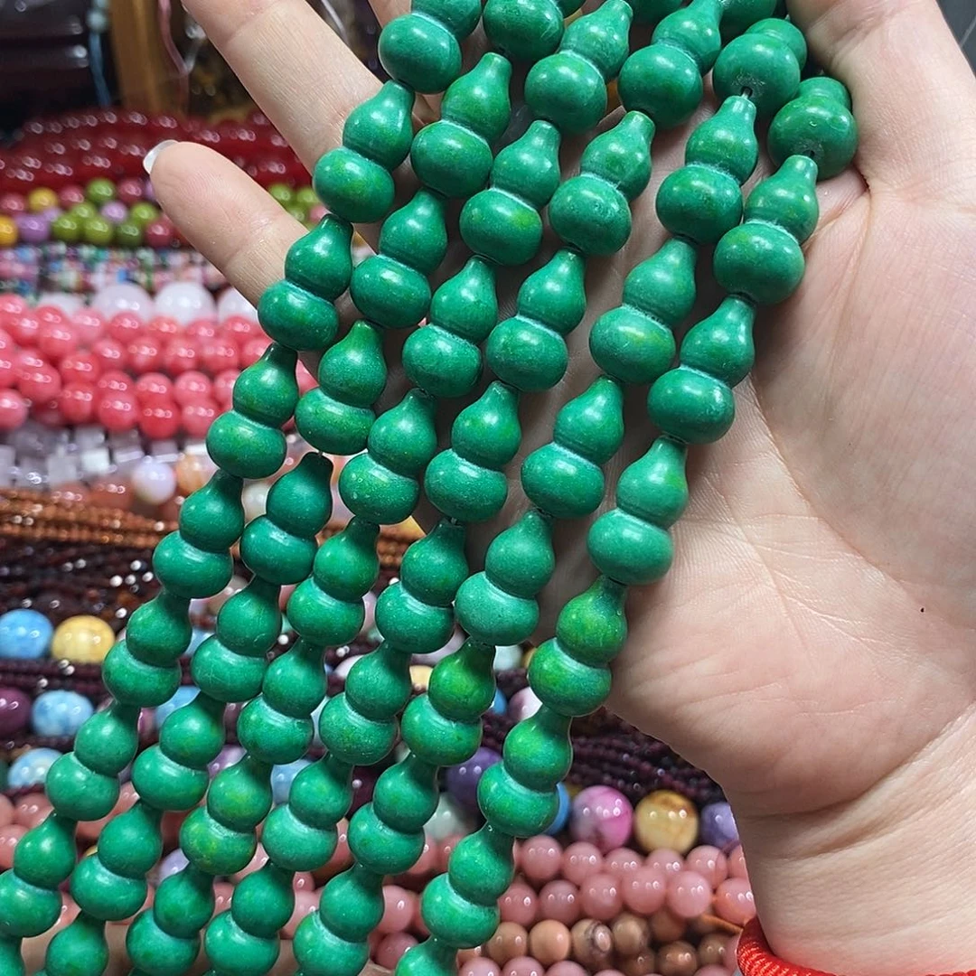 玛瑙/玉髓未镶嵌珠宝半成品绿松葫芦一条卡12*20mm