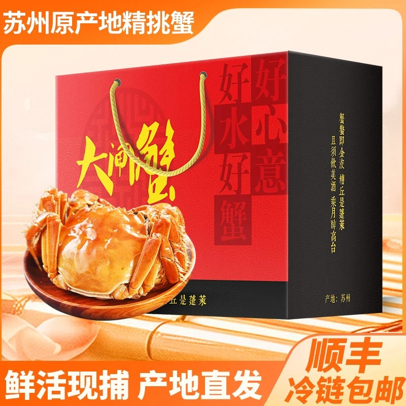 活蟹现发全母蟹2.5两10只大闸蟹礼盒装团购顺丰包邮中秋