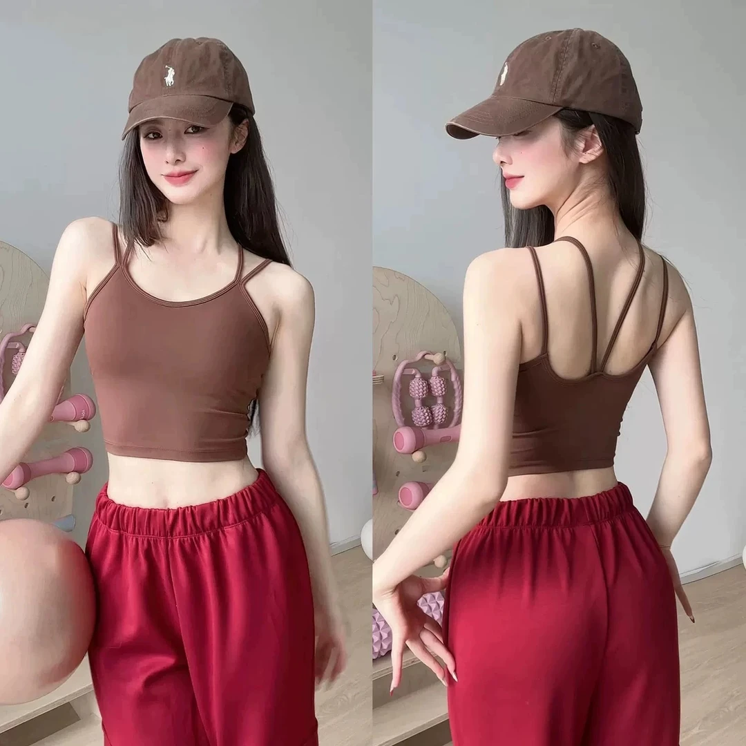 新款瑜伽背心运动文胸外穿一体式女装防震聚拢普拉提上衣性感美背