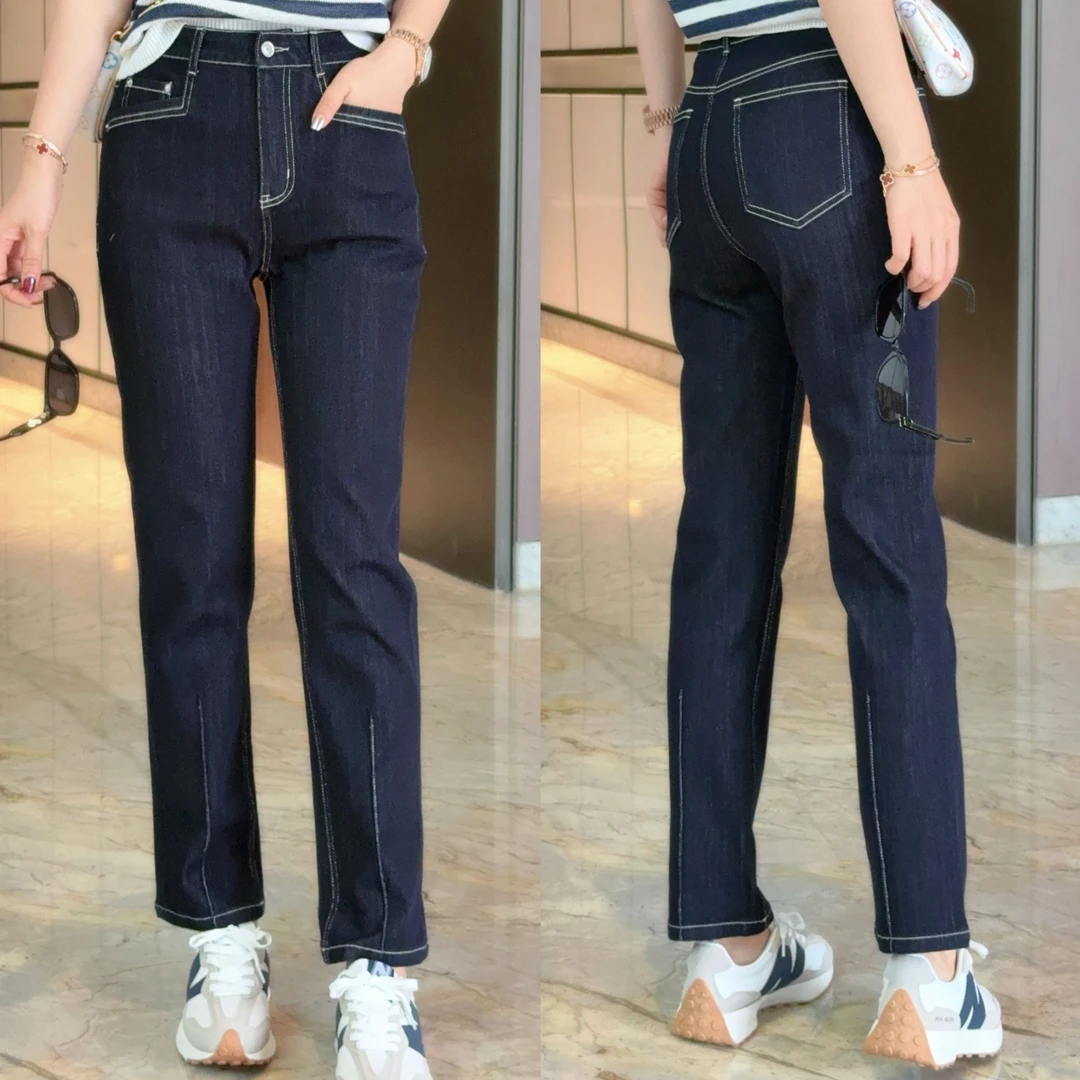 【百搭藏蓝牛仔】莱赛尔四面弹固色丹宁牛仔裤XY25112