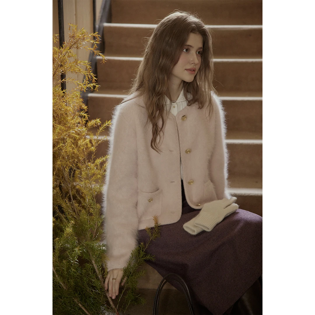 cpaia茜派雅"小白兔"订制藕粉 长绒工艺兔毛混纺毛衣【无运费险】