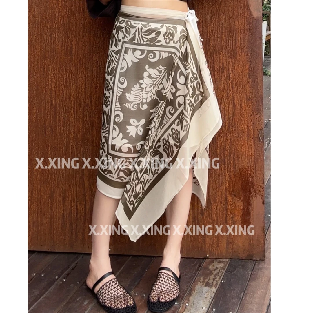 X.x.休闲时尚丝巾半裙高级感波西米亚波嬉风C31-1293