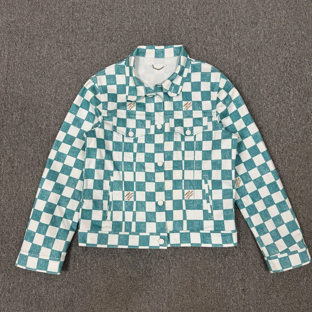 99新 LouisVuitton/路易威登 11967260 LV白绿蜡笔棋盘格夹克50码
