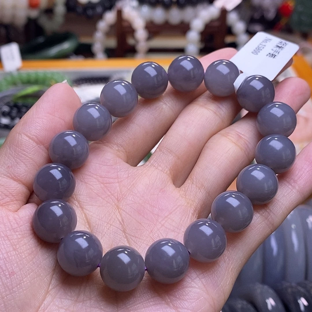 颈饰未镶嵌和田玉浓烟紫手串12MM