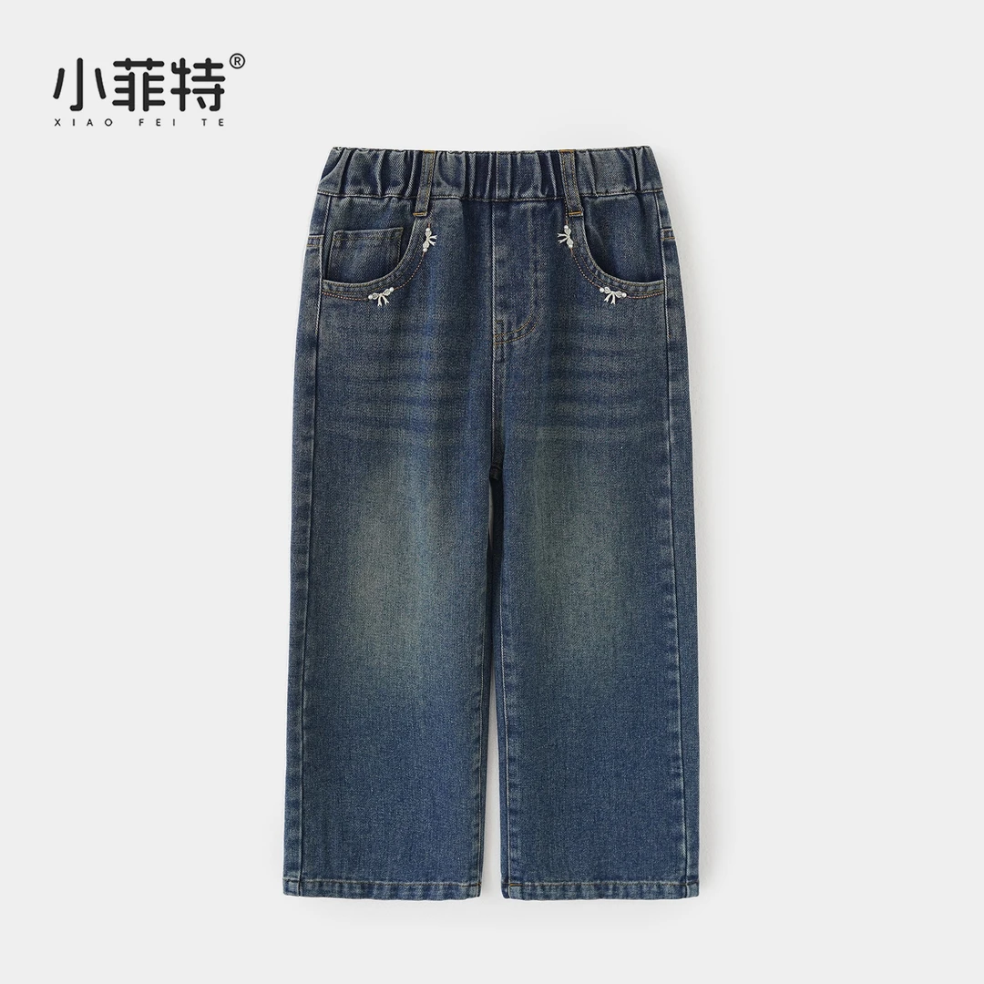 小菲特秋季新款女童装直筒裤中大童休闲百搭儿童牛仔裤HNKQ52526
