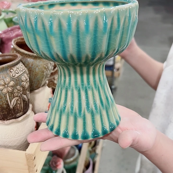 有孔.凑满10元发货多肉陶瓷花盆！