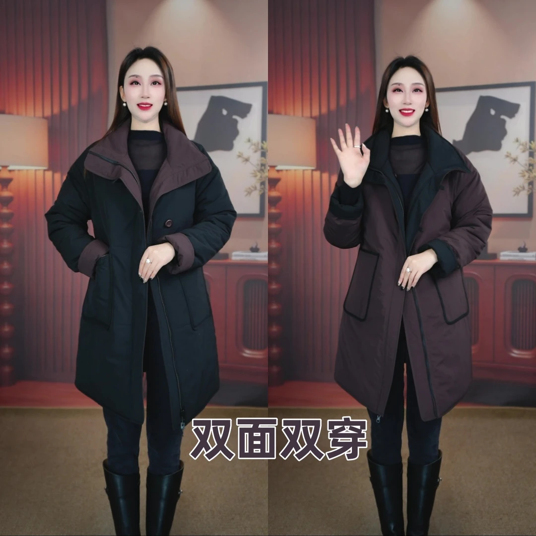 P.L189-新款秋冬显瘦百搭双面双穿加厚时尚气质休闲棉服