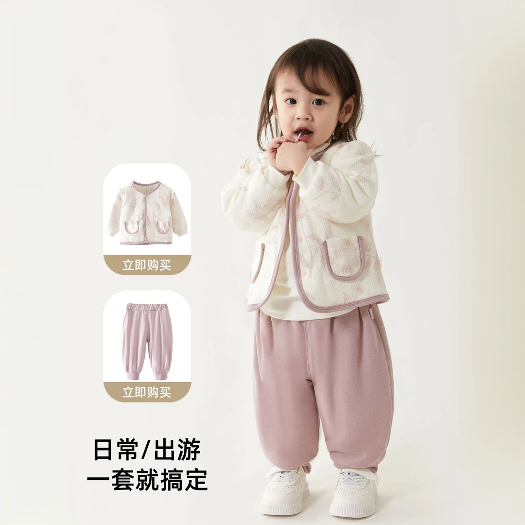 婴幼儿秋冬装宝宝棉衣套装2025新款夹棉外套裤子儿童衣服冬季童装