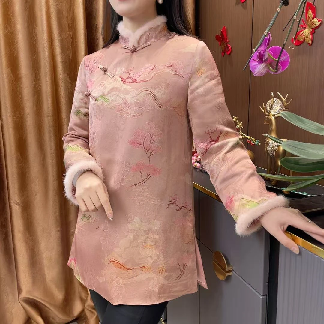 【依美之源】秀丽江山复古立领中式加棉旗袍