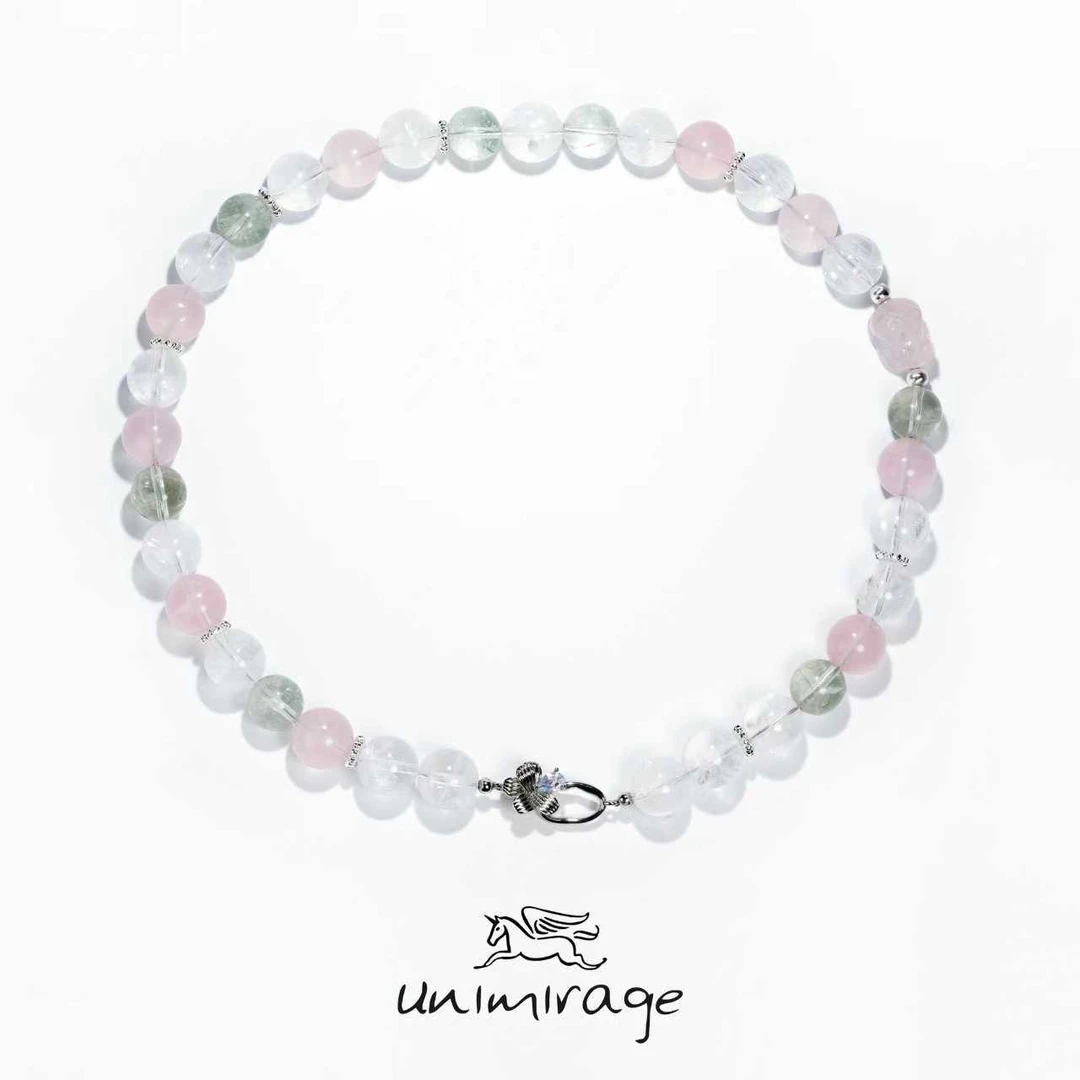 【祥瑞合韵】天然粉水晶白幽灵绿阿塞原创设计款水晶项链