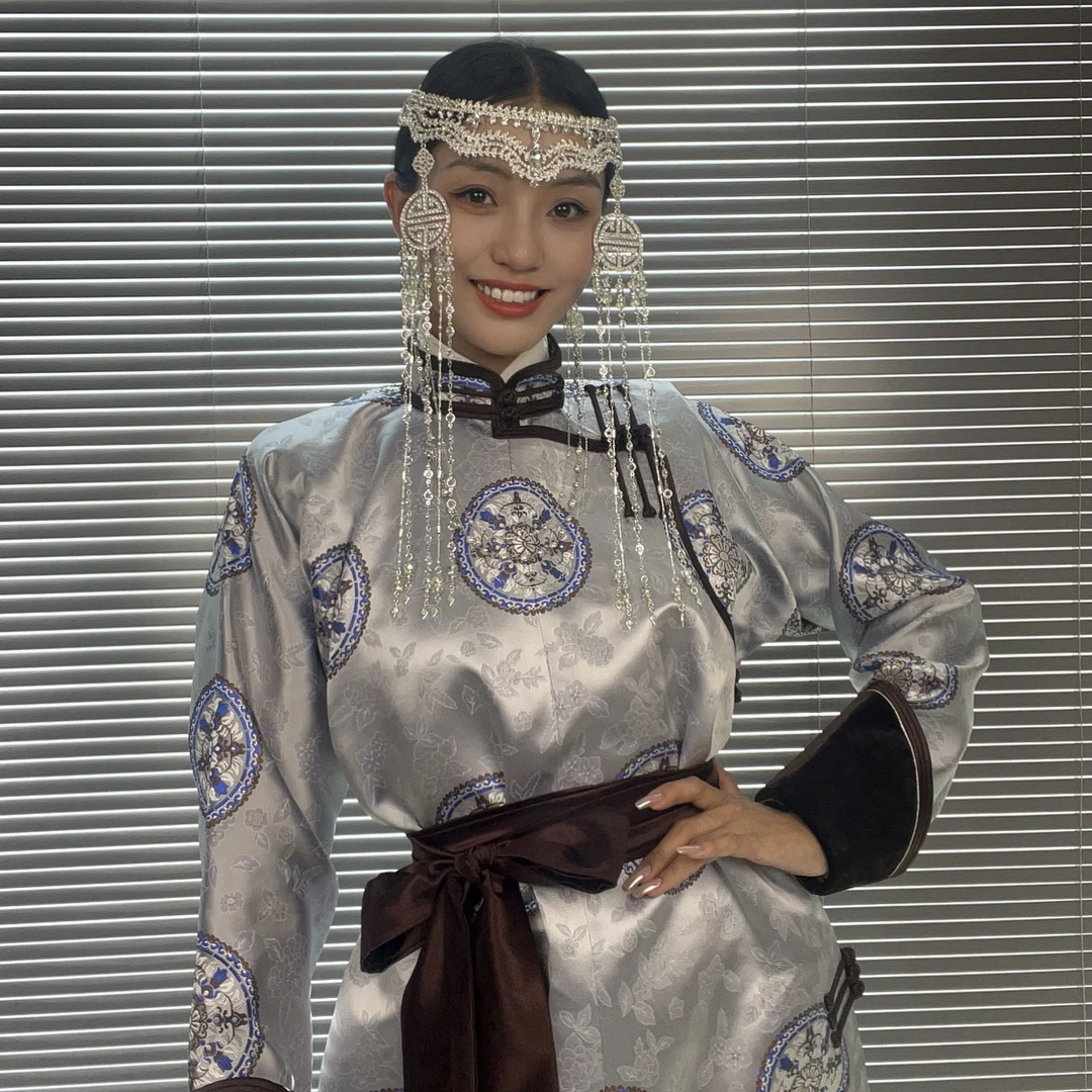【丝棱锆】传统设计四季长款袍子女款民族风单里衬袍子