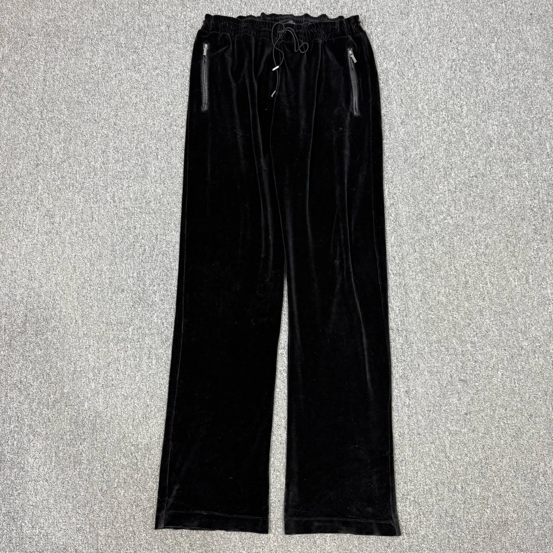 99新 VERSACE/范思哲 12626462 黑色拼皮美杜莎人像丝绒长裤 XXL