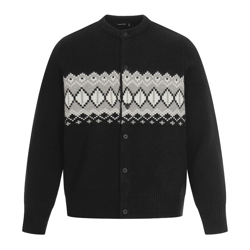 NOSIZE费尔岛混纺针织提花开衫毛衣男女中性百搭通勤高质感针织衫