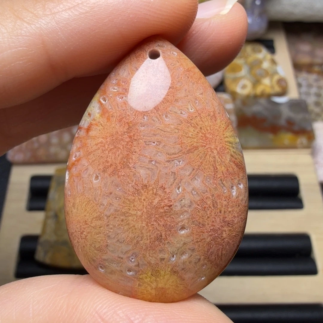 硅化木未镶嵌红粉大花，闪闪晶骼