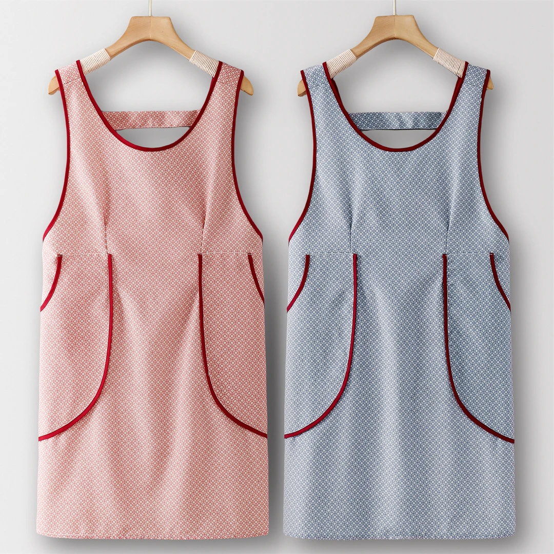 美甲围裙厨房家用帆布工作服女做饭夏季防油上班罩衣夏季做饭围裙