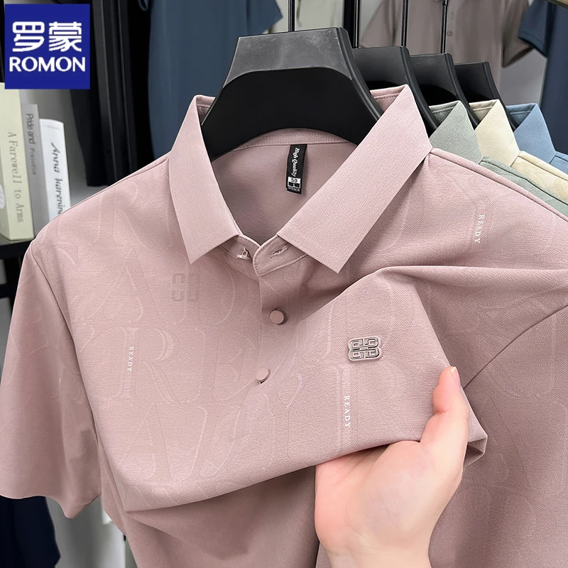 罗蒙休闲薄款短袖POLO衫冰丝凉感透气上衣男士翻领夏季半袖t恤衫