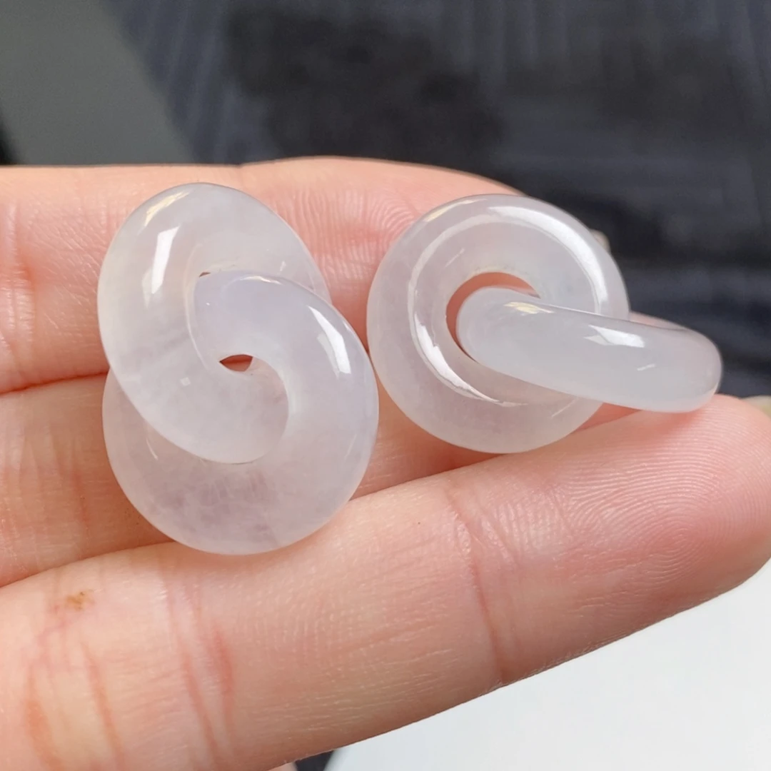 翡翠未镶嵌耳饰高冰双环