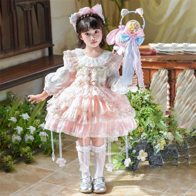洛丽塔公主裙女童秋装洋气儿童蛋糕裙子套装女孩生日礼服蓬蓬纱裙