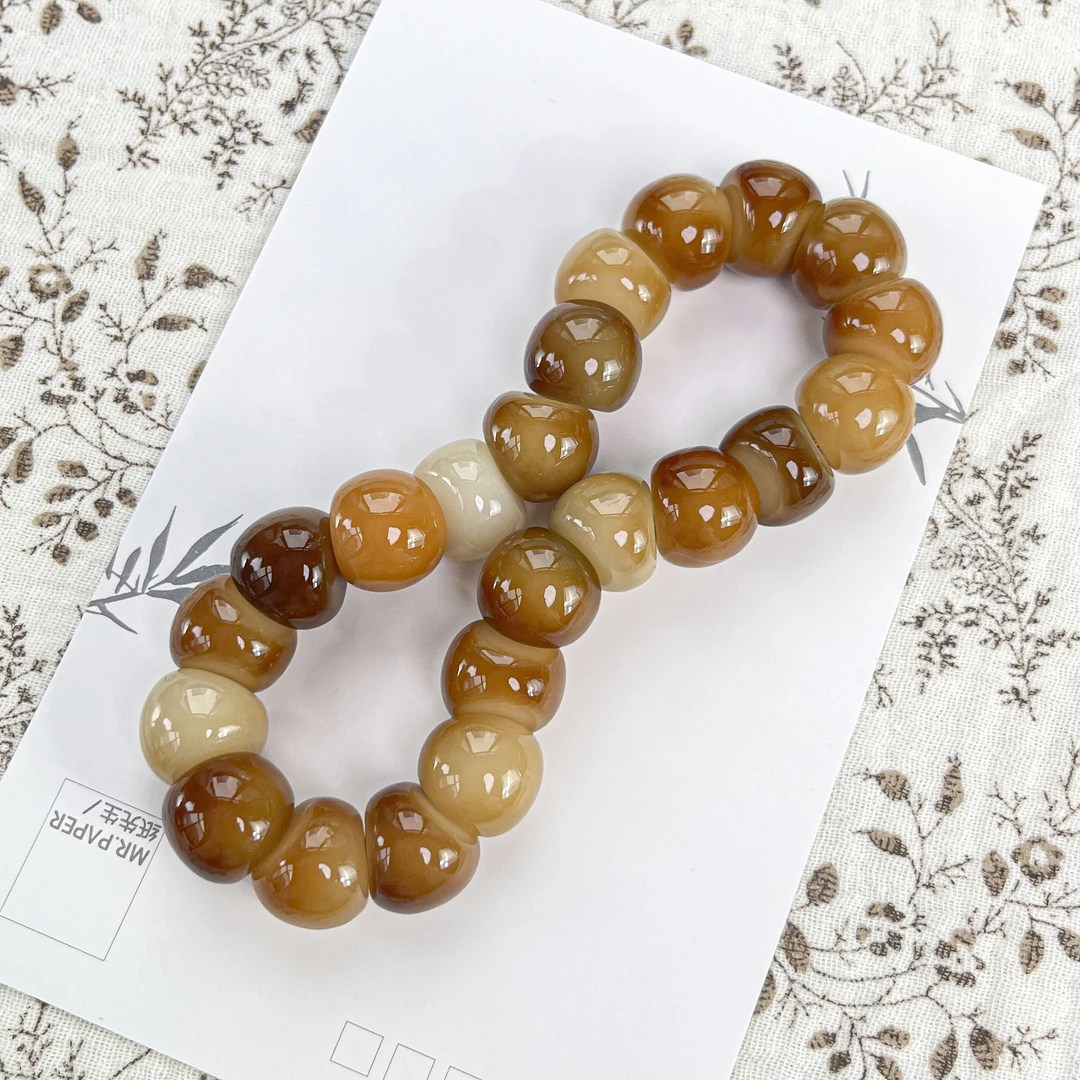 炭烧杂色蒜瓣珠手串（双绳）14mm     A-Z111100