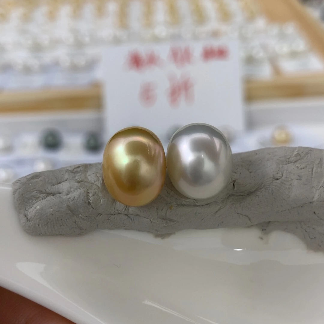 未镶嵌海水珍珠裸珠双珠混色无暇