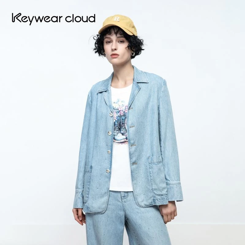 Keywearcloud奇威秋季松弛慵懒老钱风宽松西装风天丝质感舒适外套