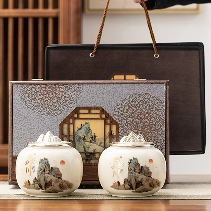 锦绣山川 陶瓷礼盒 白毫银针茶叶礼盒装 高山茶 送礼长辈