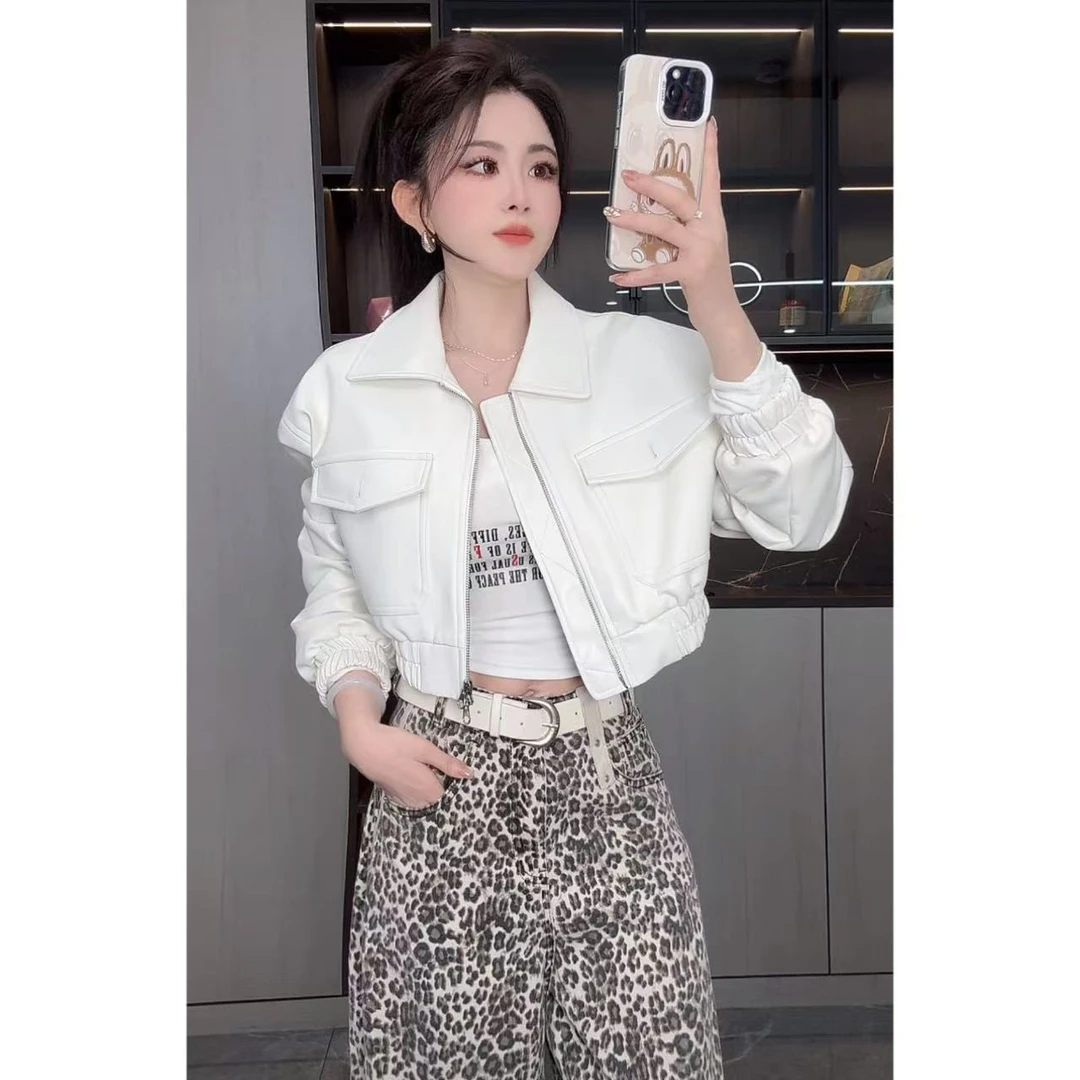 睿夕【甜酷预警~】早秋美式辣妹机车夹克工装外套冲锋皮衣