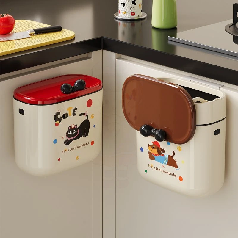 厨房垃圾桶家用弯腰专用壁挂式带盖客厅厨余卫生间厕所收纳纸篓