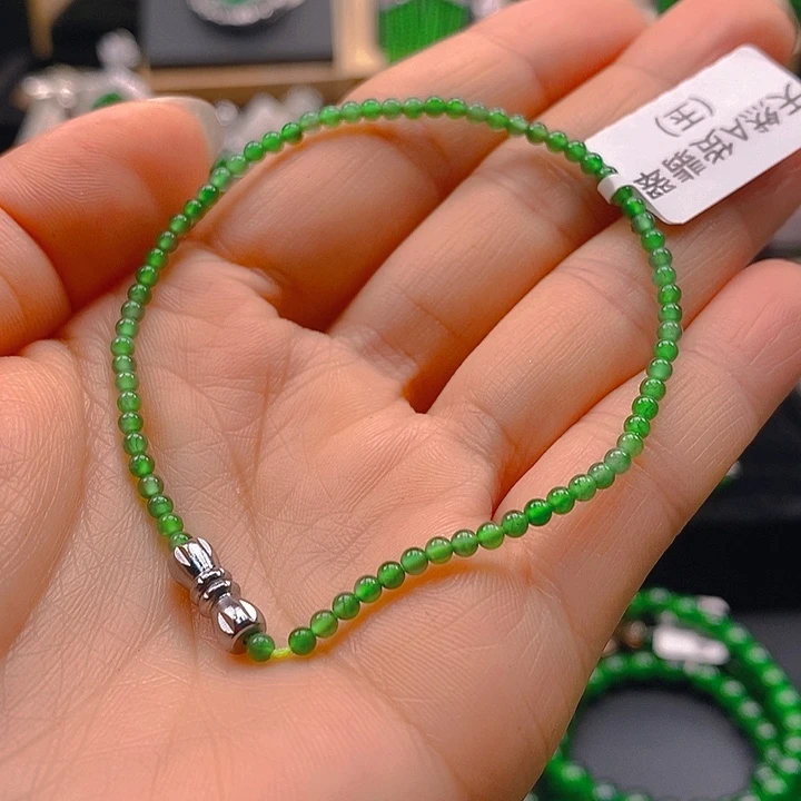 翡翠未镶嵌手链天然A货翡翠手链卡3