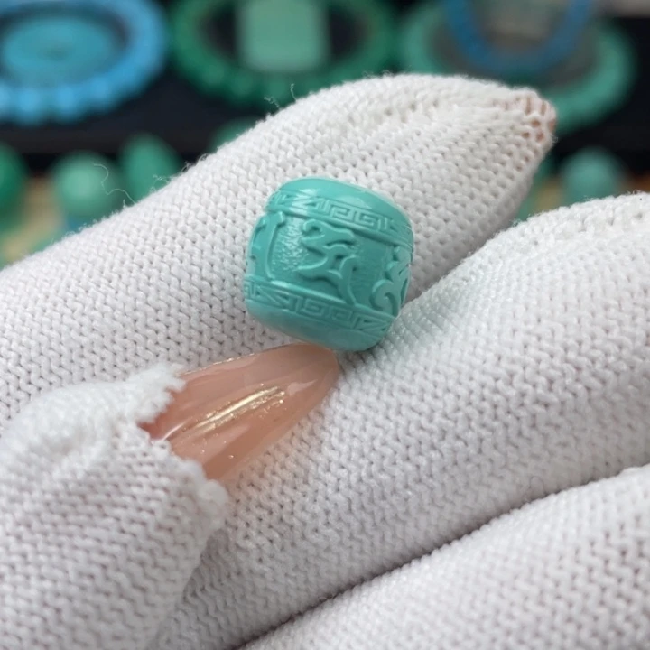 高瓷蓝绿色12mm六字老型