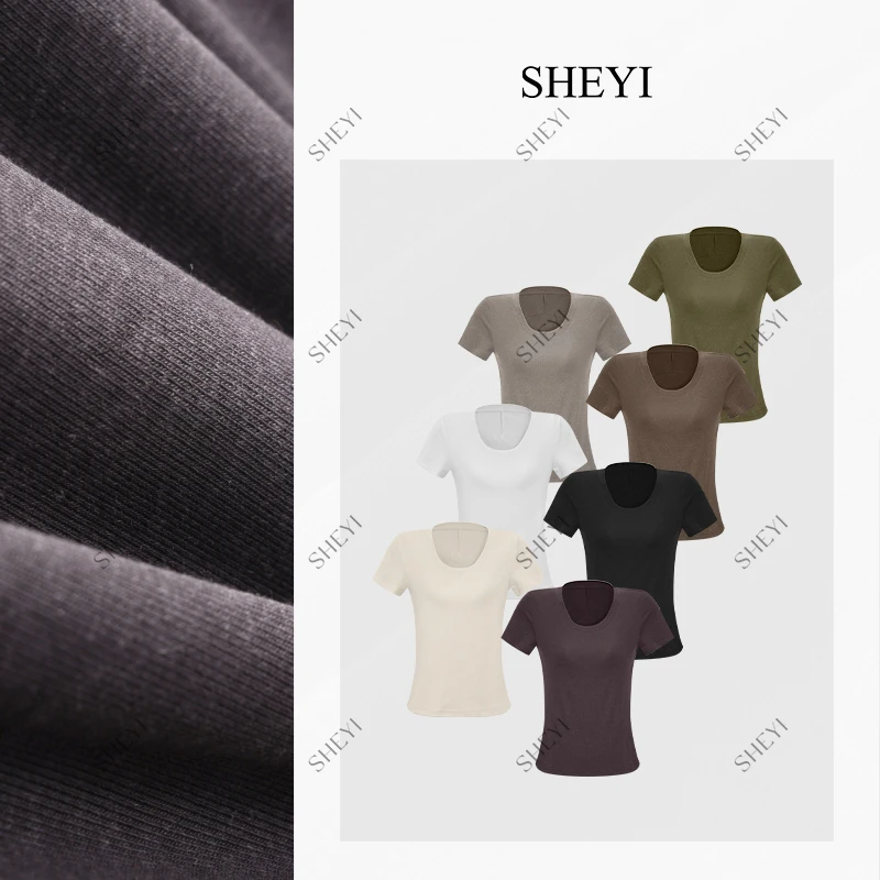 【U领裸感T】亚麻+天丝短袖女新款百搭设计感收背显瘦T恤女袖T恤女