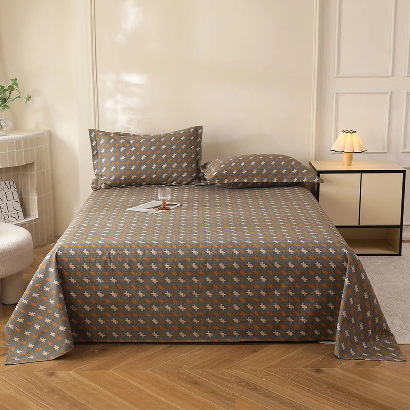 加厚棉老粗布床单单件印花双人床单被单厚实平整亲肤简约三件套