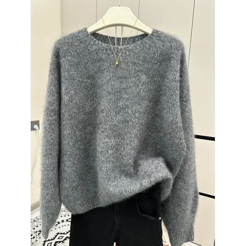 【初晴】深灰色 加厚保暖山羊绒《澳洲进口Tasmanian纱线》羊绒拉绒衫
