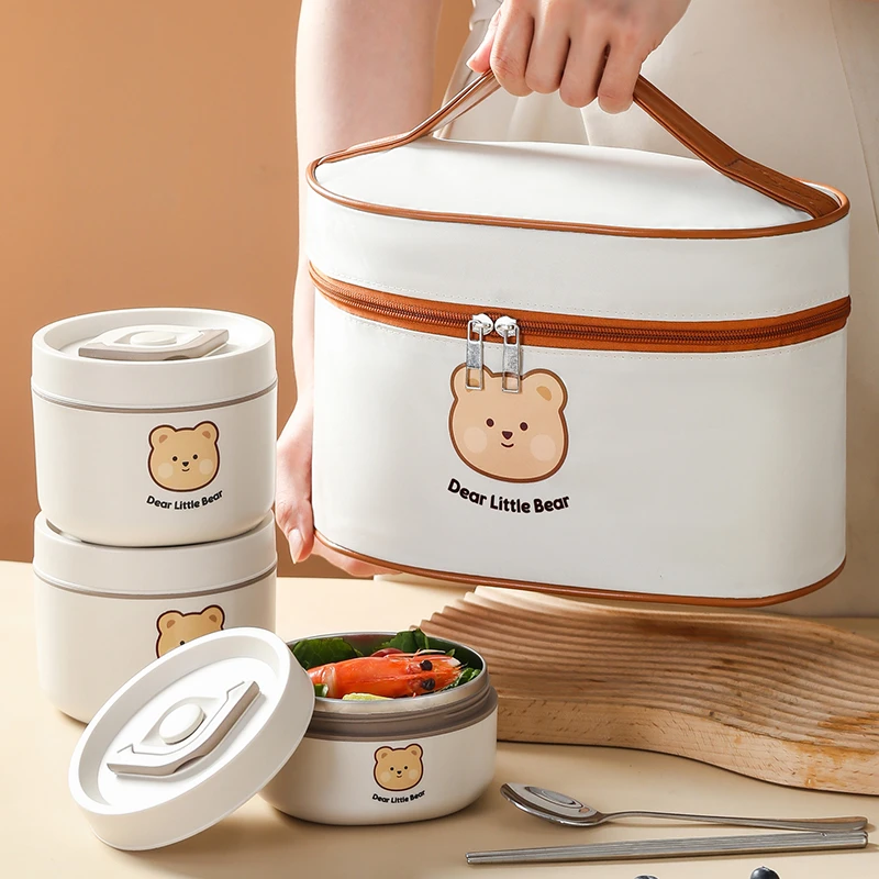 304不锈钢便当盒保温饭盒家用带饭上班族学生便携分隔汤罐餐盒