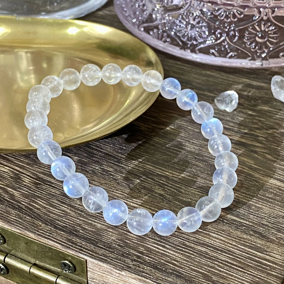 白月光圆珠单圈手串约7-7.5mm（斯里兰卡）