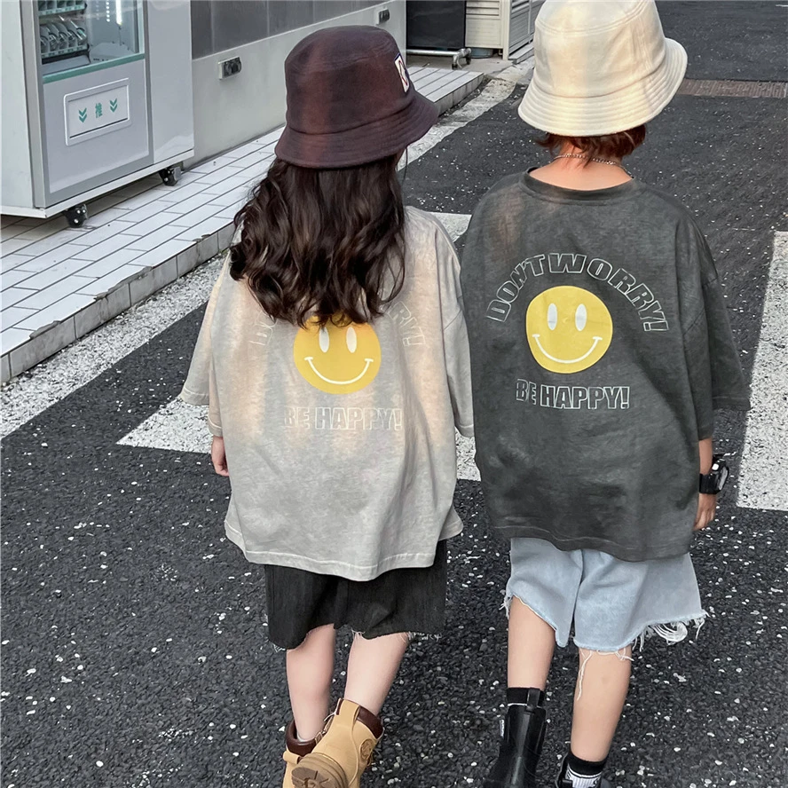 【Tang小白】25夏款童纯棉短袖笑脸男女童半袖T恤休闲韩版洋气夏季